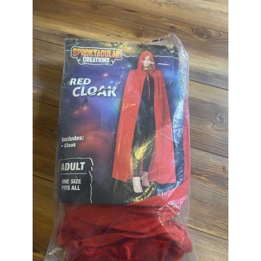 Witch Cloak Red Hooded Cape Adult Halloween Costume Robe Velvet Vampire OS